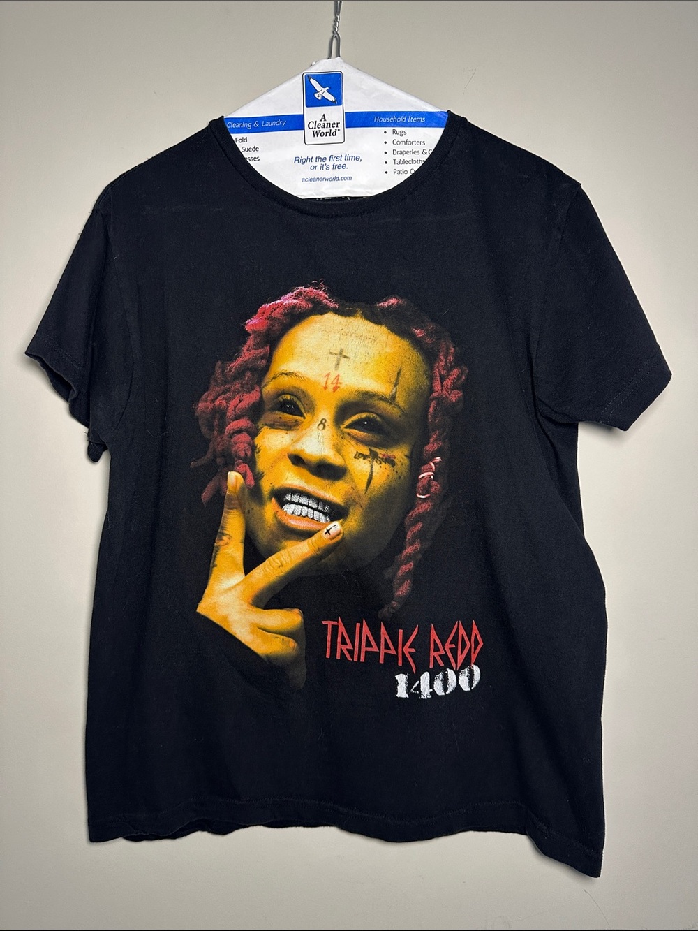 Trippie Redd 1400 Graphic Tee Black with red Hair Portrait